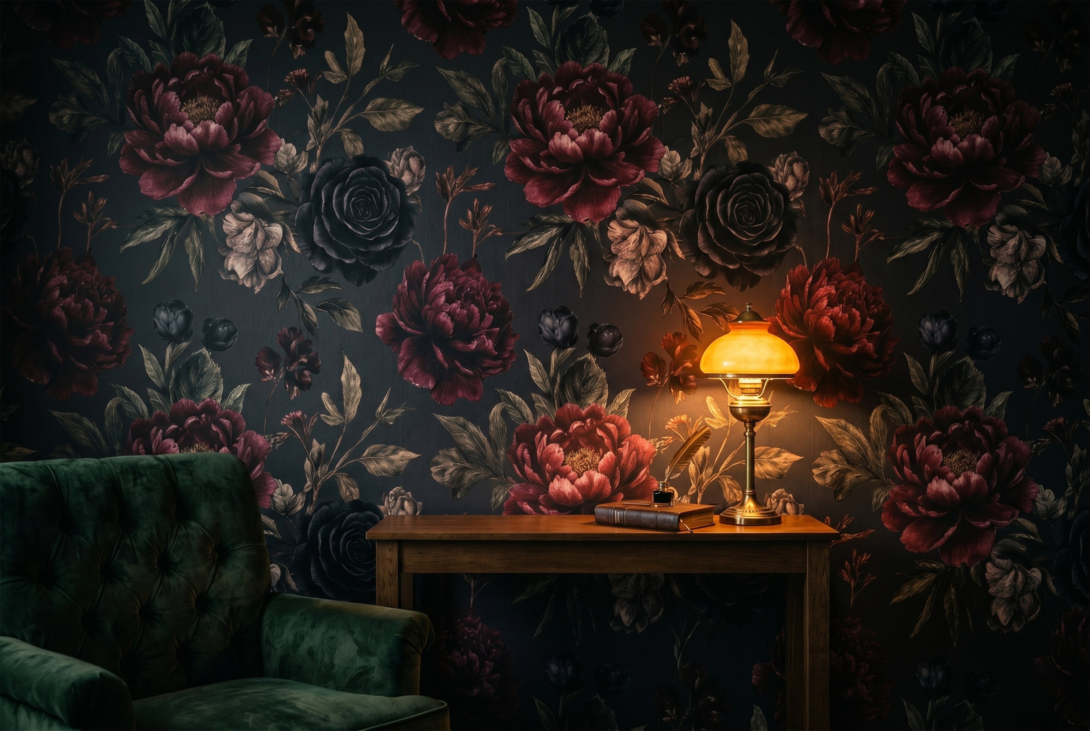 Gothic peel and stick wallpaper with dark and dramatic designs