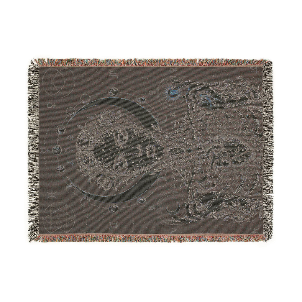Mystical Celestial Goddess Woven Throw Blanket Dark Macabre Botanical Tapestry