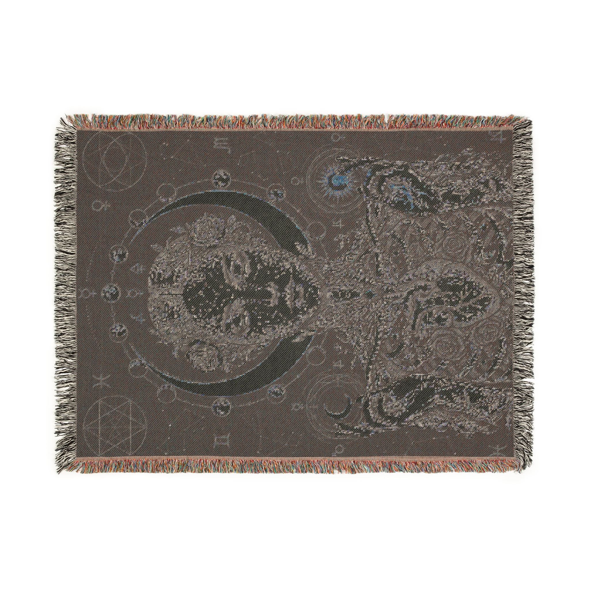 Mystical Celestial Goddess Woven Throw Blanket Dark Macabre Botanical Tapestry