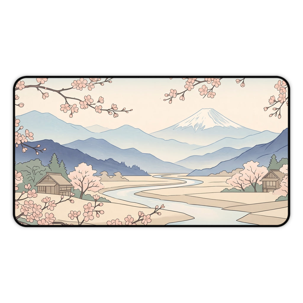 Japanese Aesthetic Mount Fuji Desk Mat Cherry Blossom Sakura Art Workspace Pad