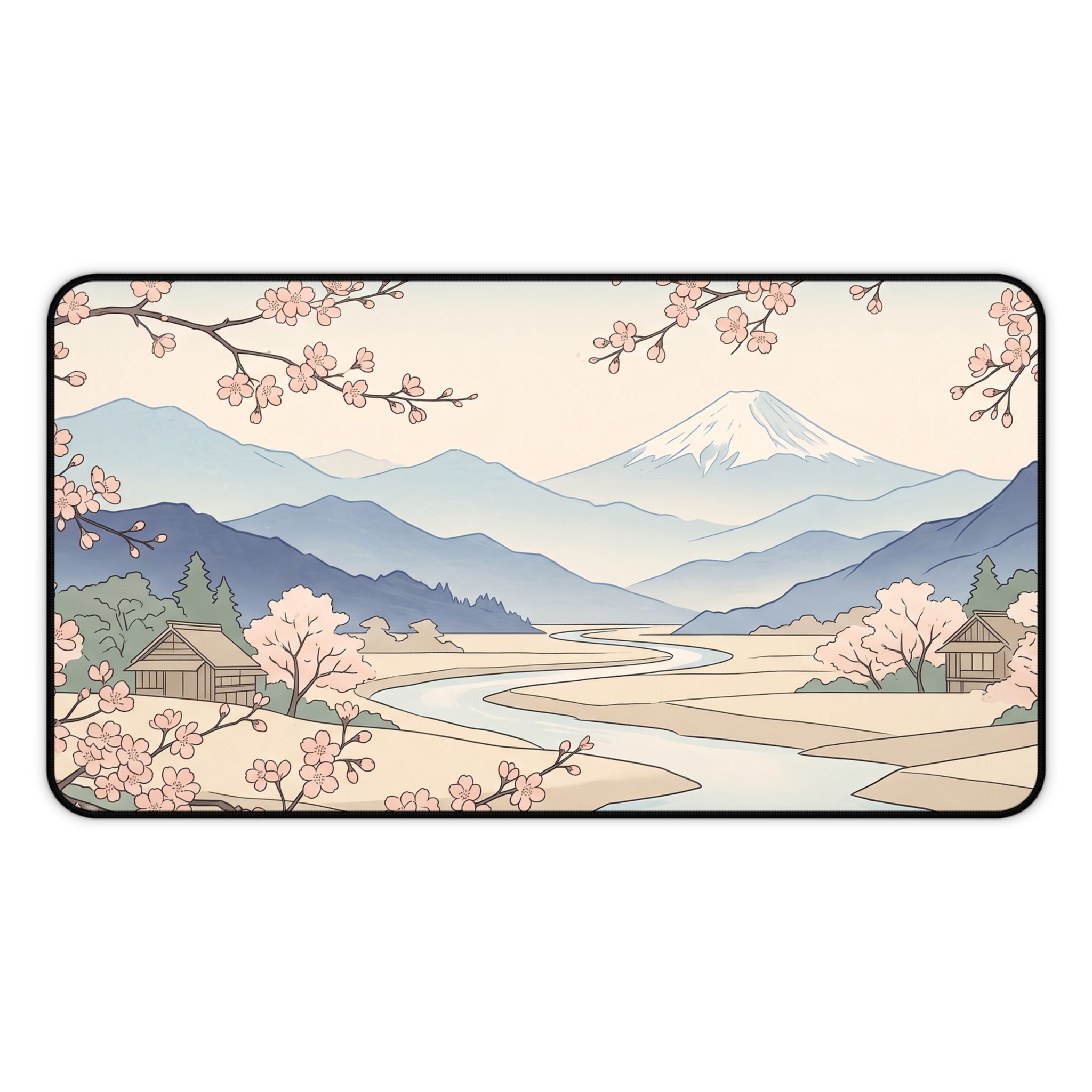 Japanese Aesthetic Mount Fuji Desk Mat Cherry Blossom Sakura Art Workspace Pad
