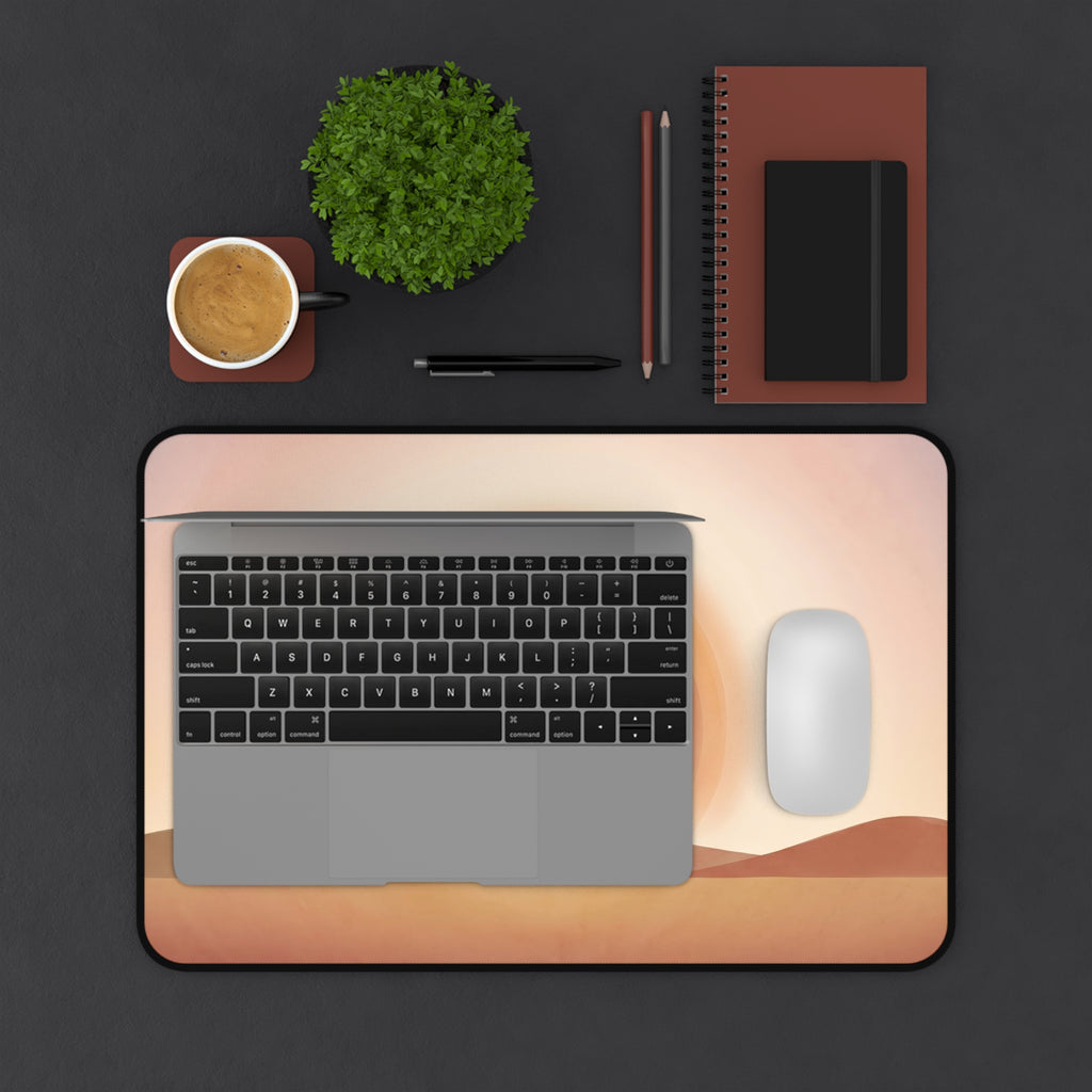 Minimalist Boho Sunset Desk Mat Warm Desert Landscape Art Aesthetic Pad
