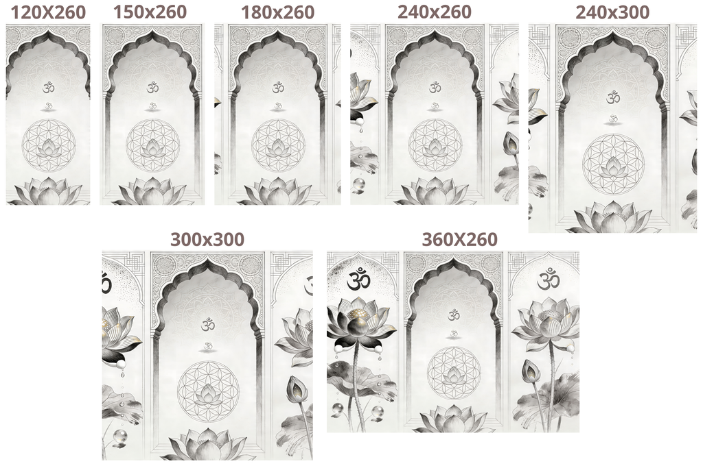 Om Lotus Mandala Wall Mural | Sacred Geometry Triptych | Yoga & Meditation Room