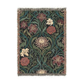 Art Nouveau Floral Woven Throw Blanket William Morris Style Tapestry
