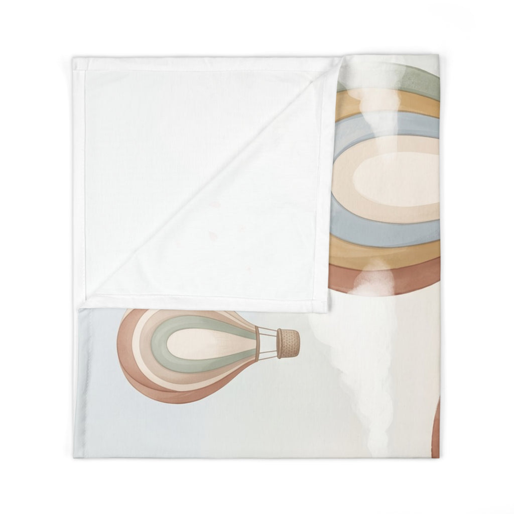 Watercolor Hot Air Balloon Bear Jersey Baby Swaddle Blanket Whimsical Nursery Throw