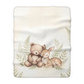 Watercolor Woodland Bear & Fawn Sherpa Fleece Blanket Neutral Nursery Throw
