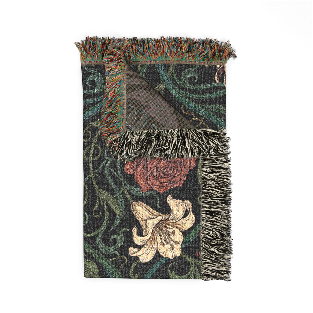 Art Nouveau Floral Woven Throw Blanket William Morris Style Tapestry