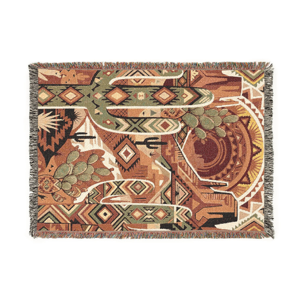 Southwestern Geometric Desert Woven Throw Blanket Boho Cactus Tapestry