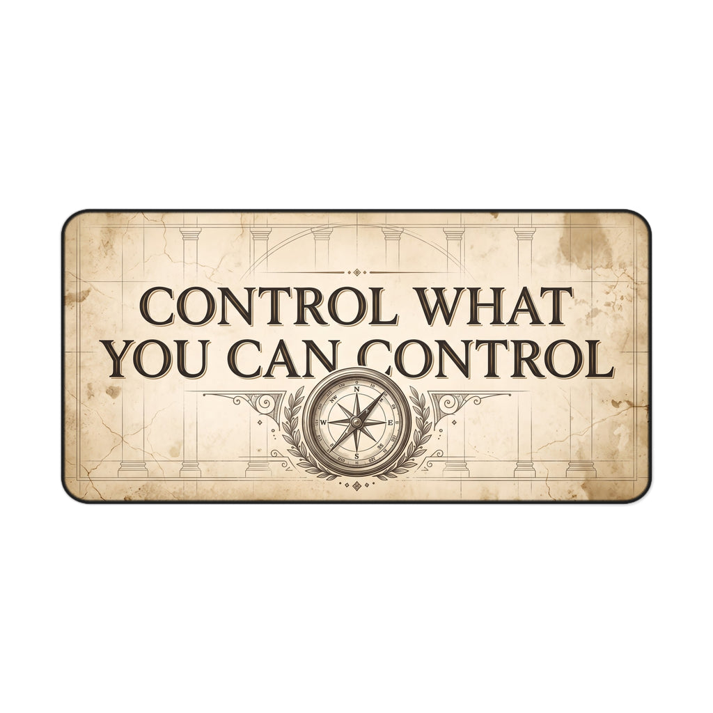 Vintage Stoic Quote Desk Mat "Control What You Can Control" Office Pad