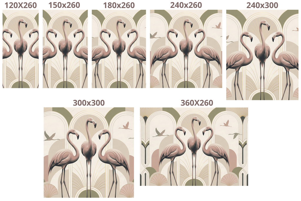 Art Deco Flamingo Wall Mural | Geometric Arch Bird Neutral Design