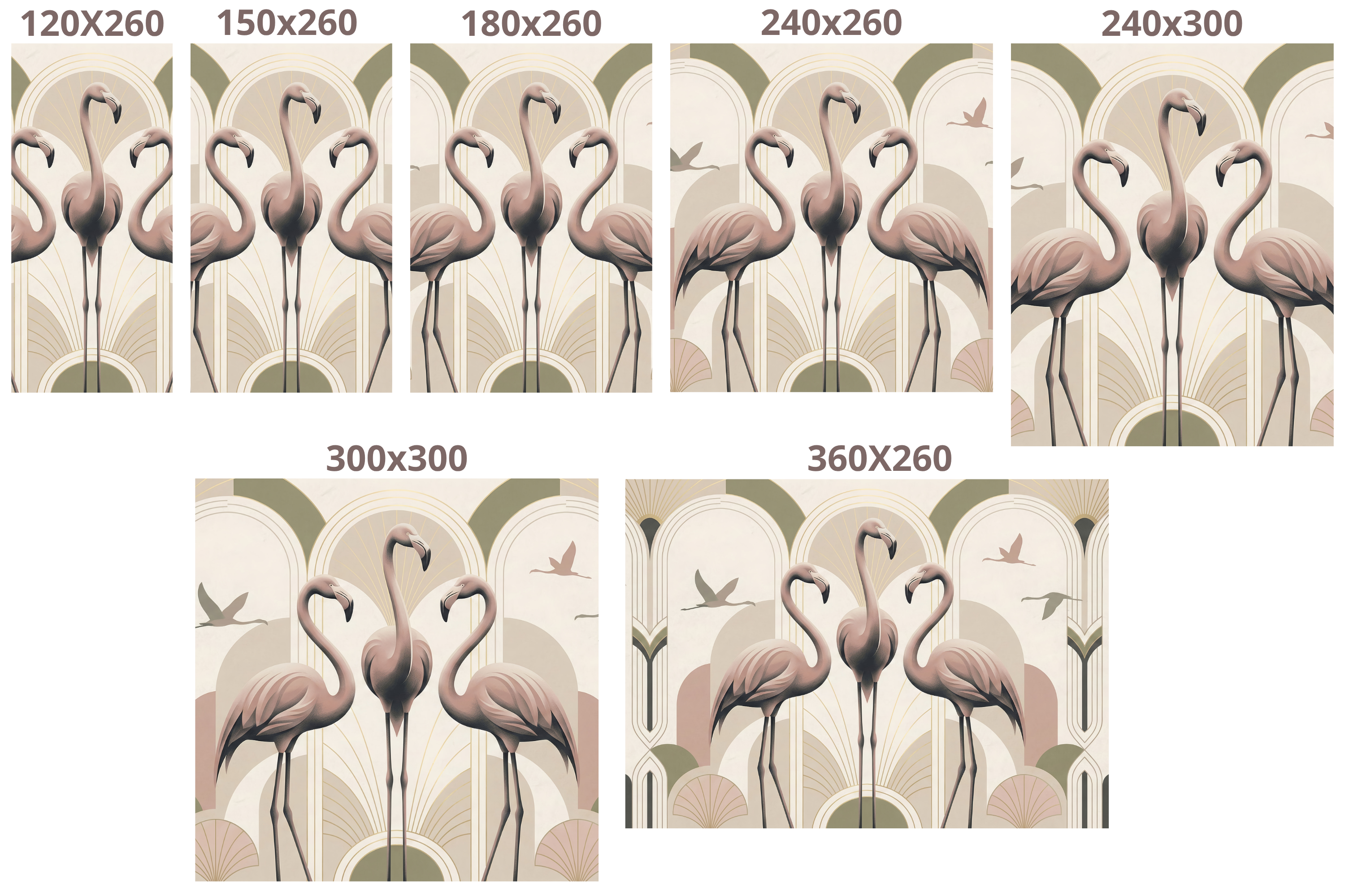 Art Deco Flamingo Wall Mural | Geometric Arch Bird Neutral Design