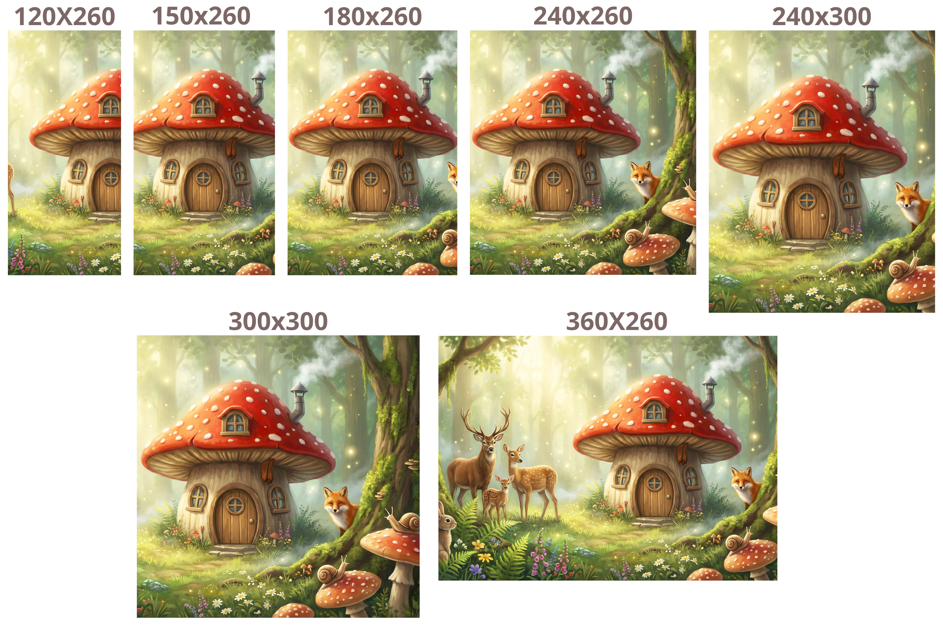 Woodland Mushroom House Peel and Stick Wallpaper, Forest Animals Nursery Mural for Kids
