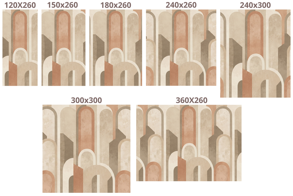 Terracotta Arch Geometric Wall Mural | Boho Art Deco Neutral Earthy Design