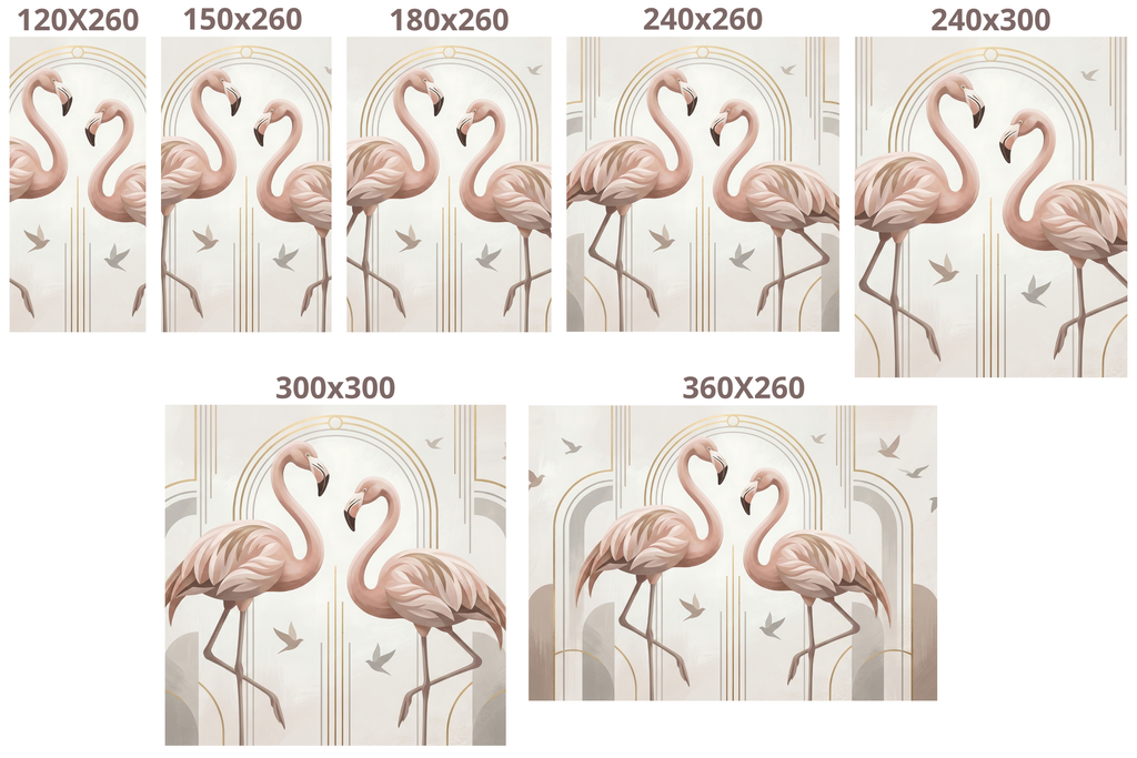 Art Deco Flamingo Wall Mural | Blush Pink Neutral Elegant Bird Design