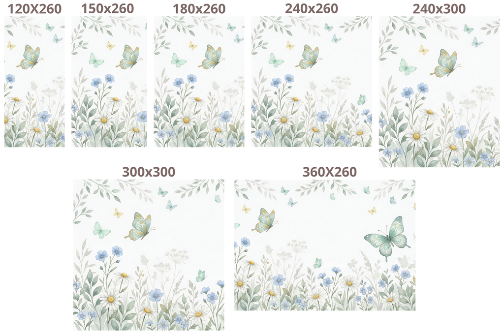 Butterfly Garden Wall Mural | Daisy and Forget-Me-Not Watercolour Peel and Stick Nursery Wallpaper