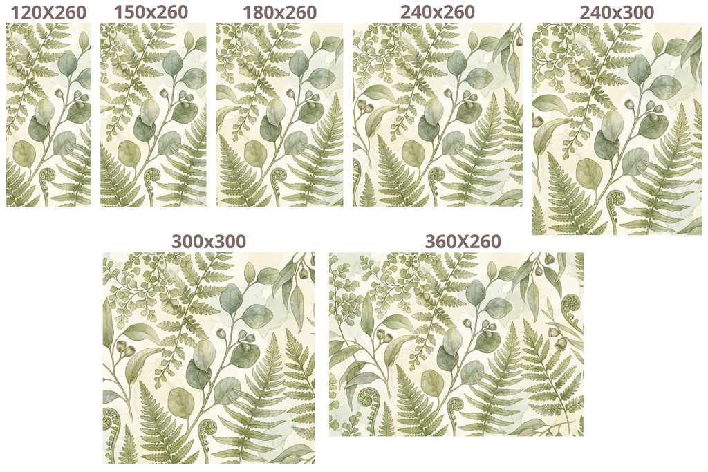 Sage Green Botanical Wall Mural | Fern and Eucalyptus Watercolour Peel and Stick Wallpaper