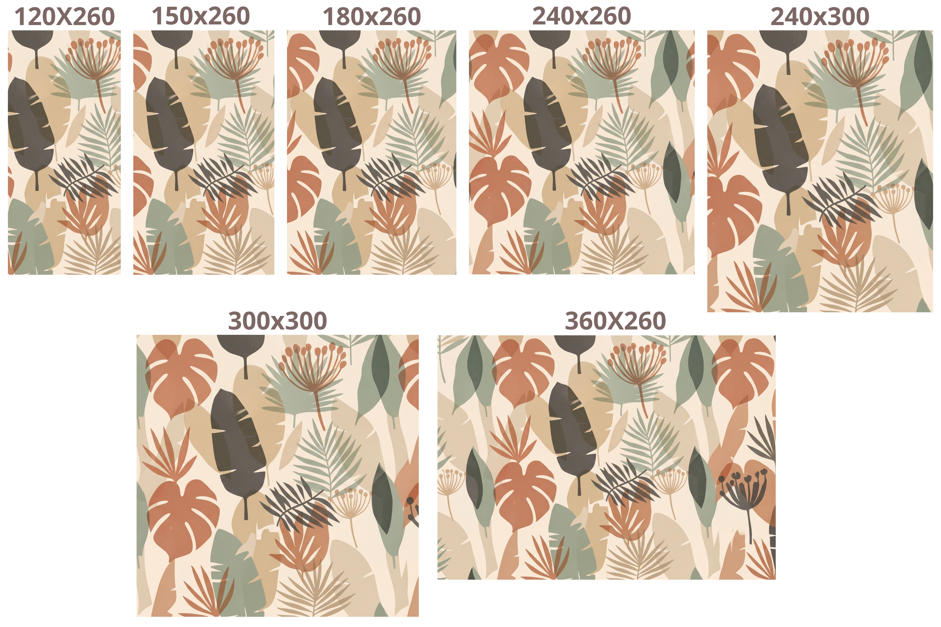 Boho Tropical Leaf Wallpaper Terracotta Sage Neutral Peel and Stick