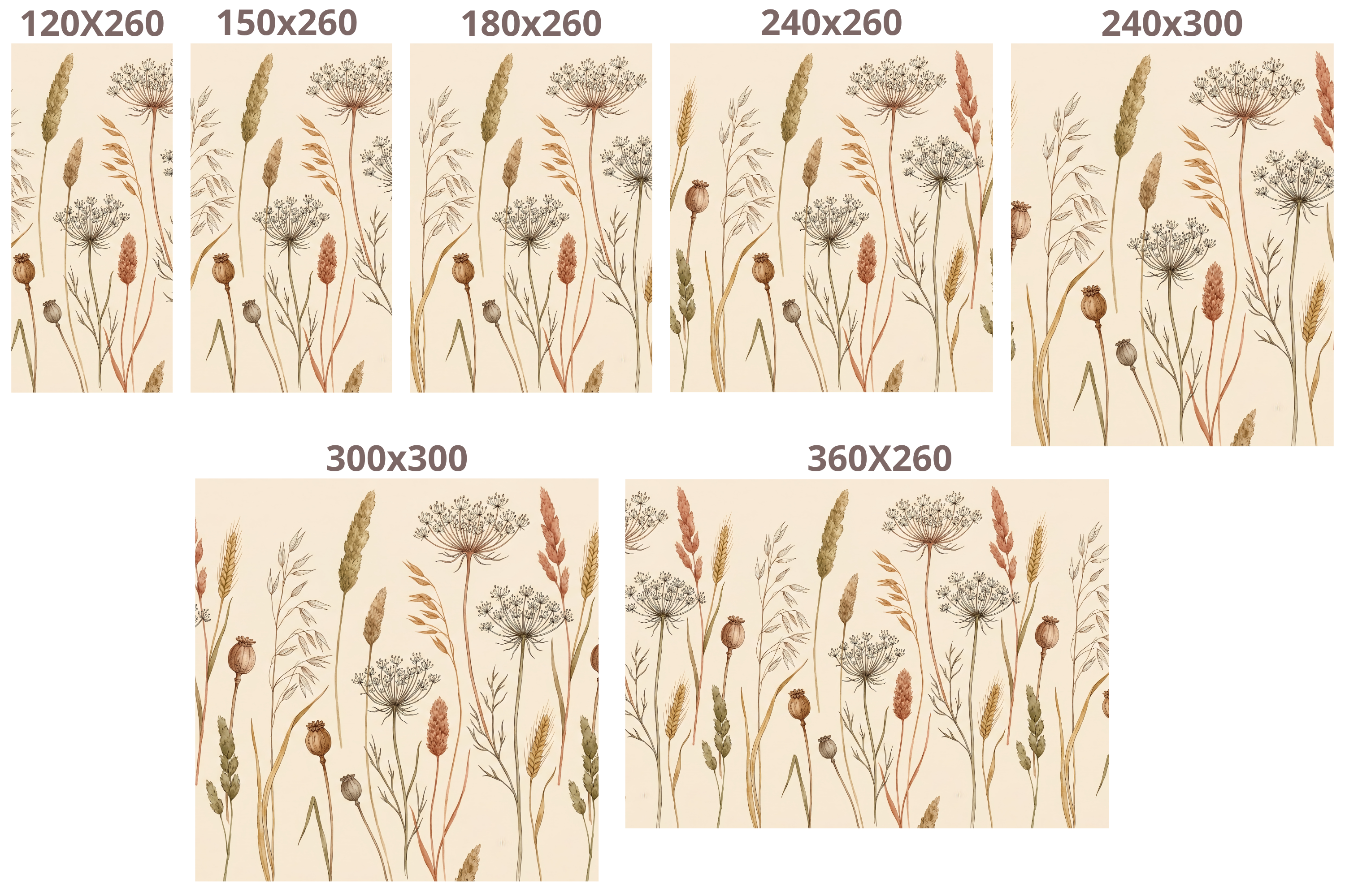 Terracotta Botanical Wall Mural Dried Wildflower Boho Peel and Stick Wallpaper