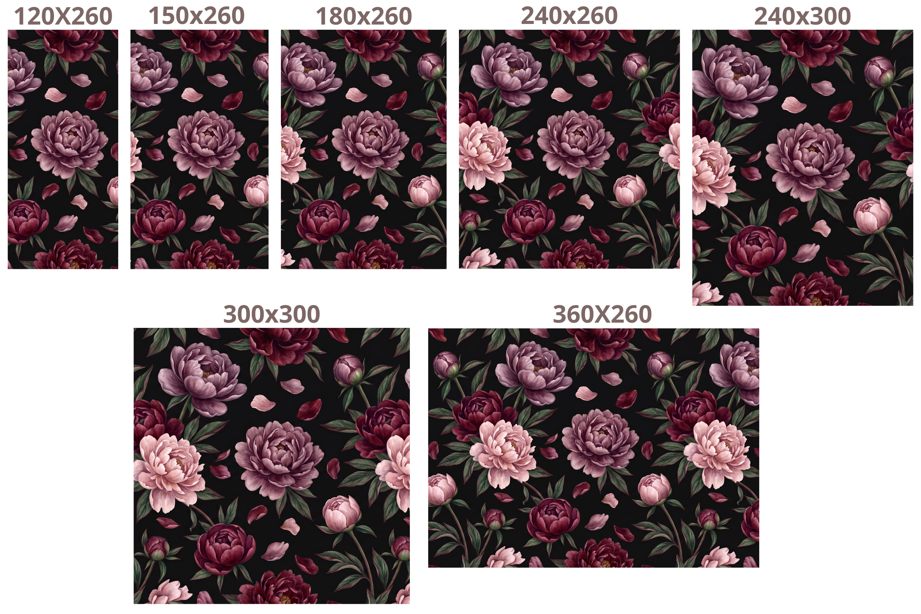 Dark Floral Peony Wallpaper Black Burgundy Gothic Peel and Stick