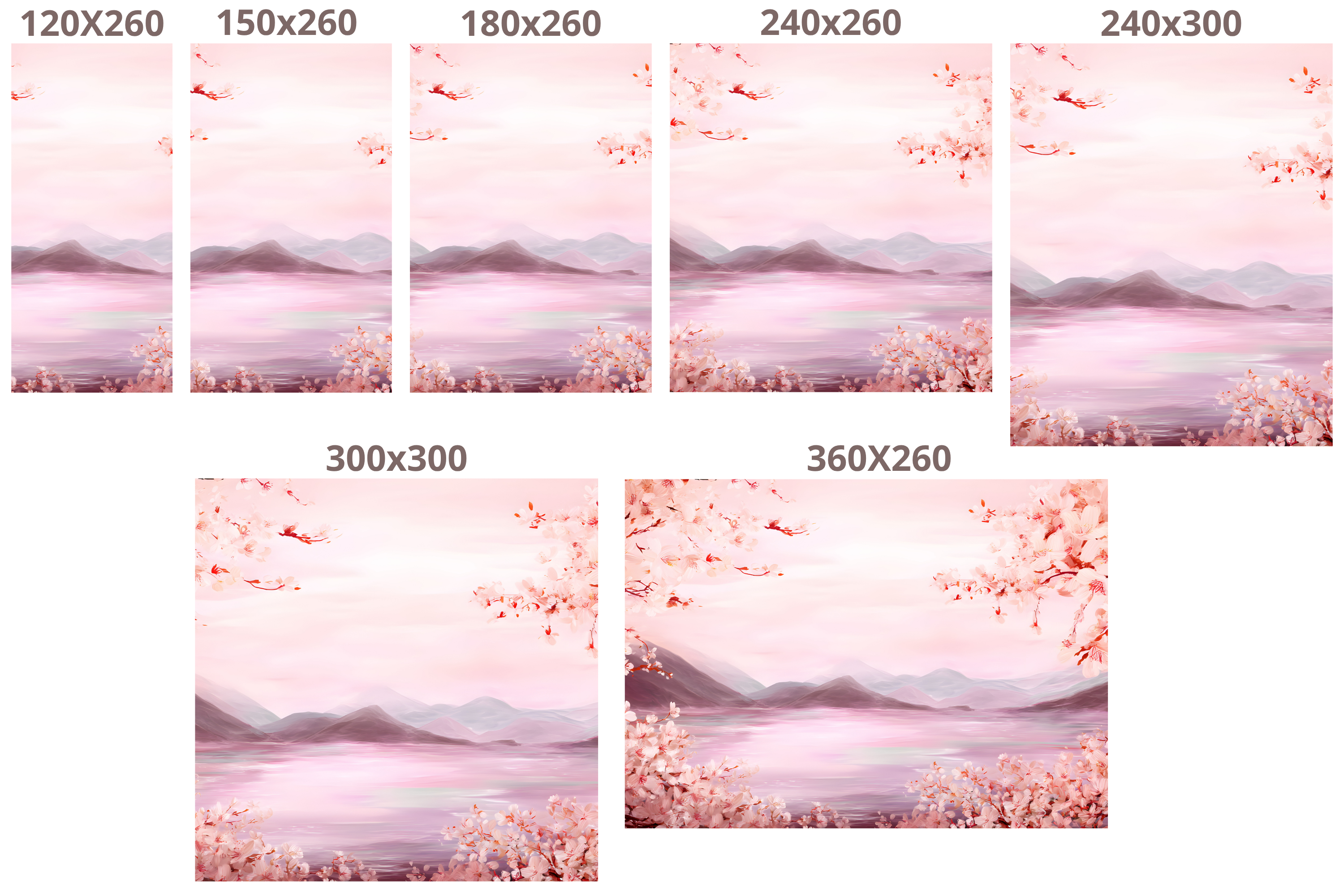 Cherry Blossom Mountain Lake Wall Mural | Pink Sakura Landscape Peel and Stick Wallpaper