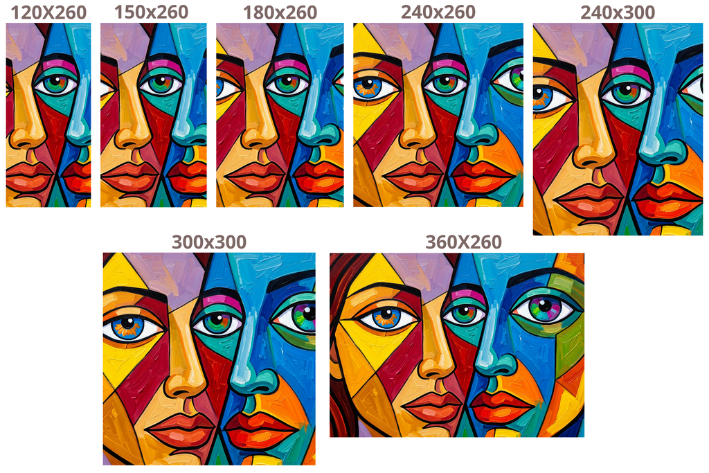 Cubist Portrait Wall Mural | Colourful Abstract Modern Art Design