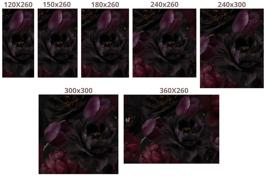 Dark Moody Floral Wall Mural | Black Peony Tulip Gothic Peel and Stick Wallpaper