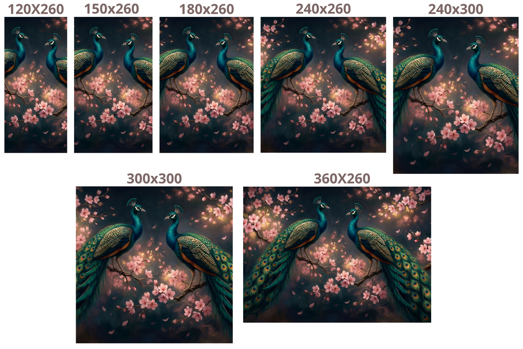 Dark Peacock Wall Mural | Chinoiserie Cherry Blossom Bird Botanical Design