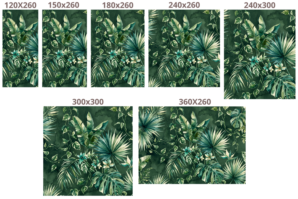 Dark Tropical Jungle Wall Mural | Watercolour Monstera Palm Botanical Design