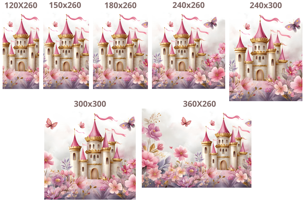 Pink Fairytale Castle Wall Mural Peel & Stick Princess Nursery Decor