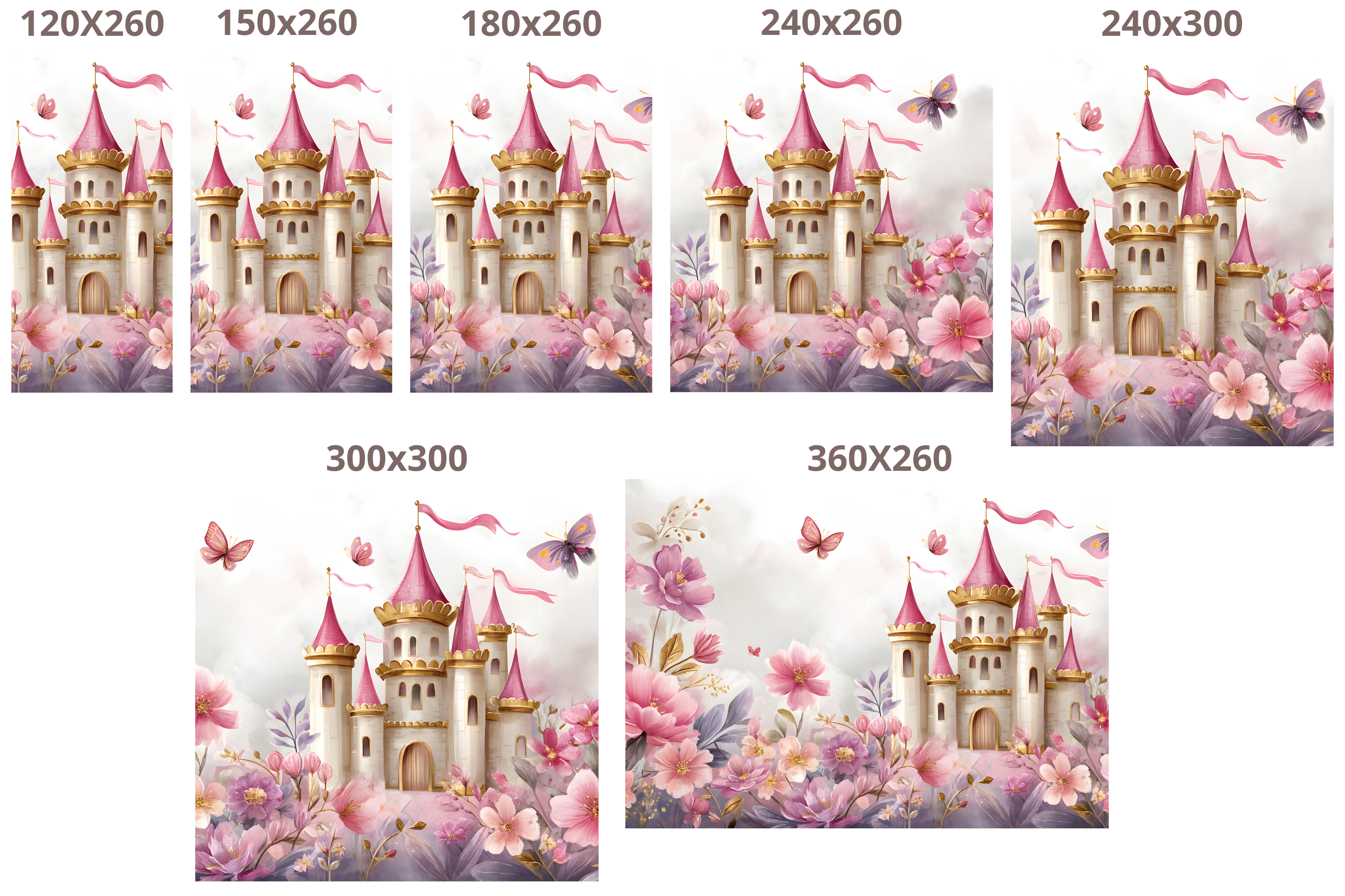 Pink Fairytale Castle Wall Mural Peel & Stick Princess Nursery Decor