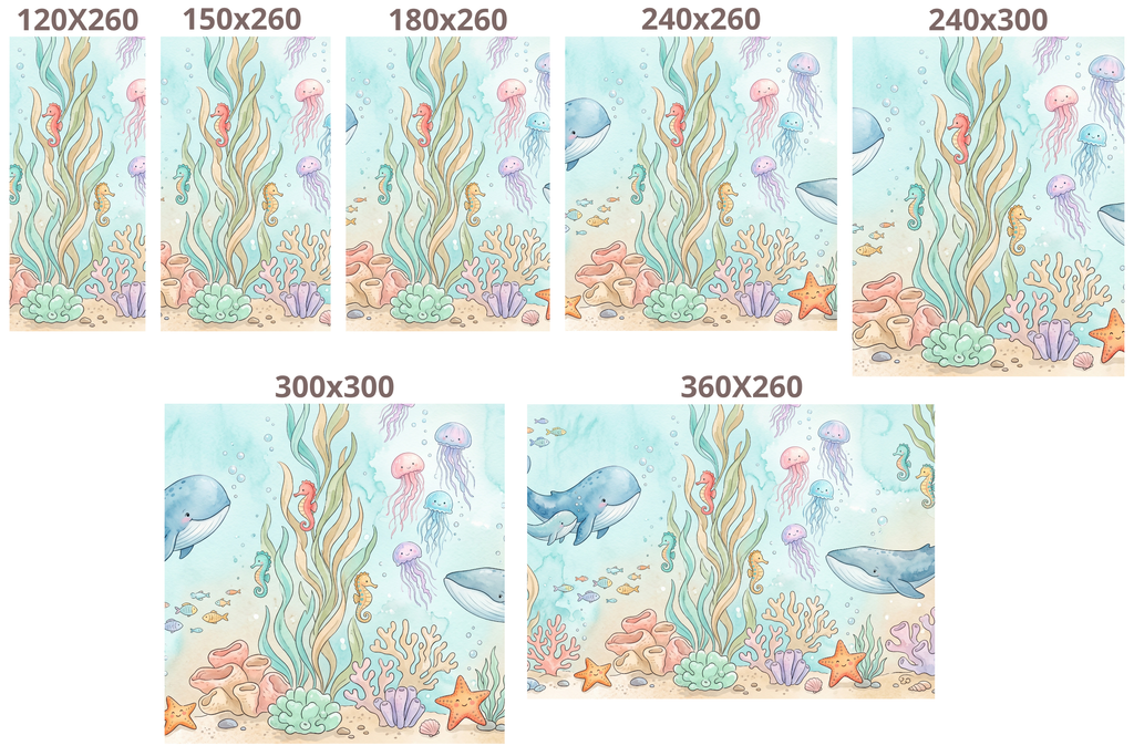 Under the Sea Nursery Wallpaper – Whale & Jellyfish Peel and Stick Mural
