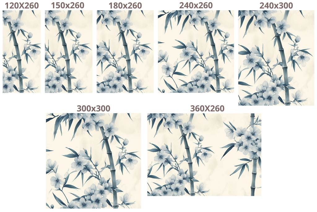Blue and White Chinoiserie Wall Mural | Bamboo Blossom Watercolour Peel and Stick Wallpaper