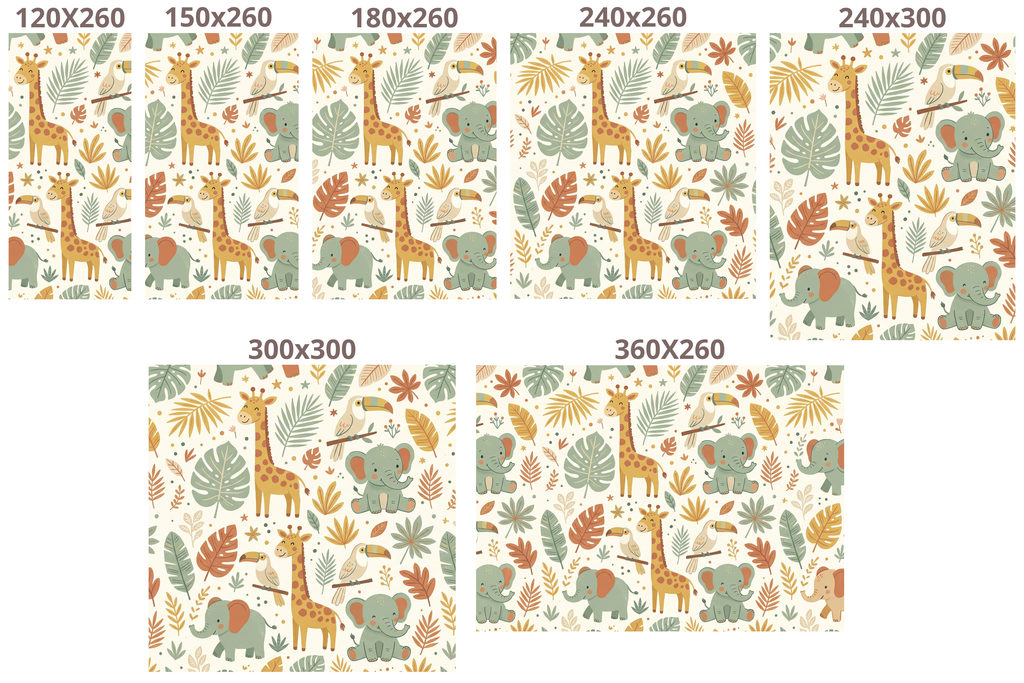 Boho Safari Animal Nursery Wallpaper | Cute Elephant & Giraffe Pattern