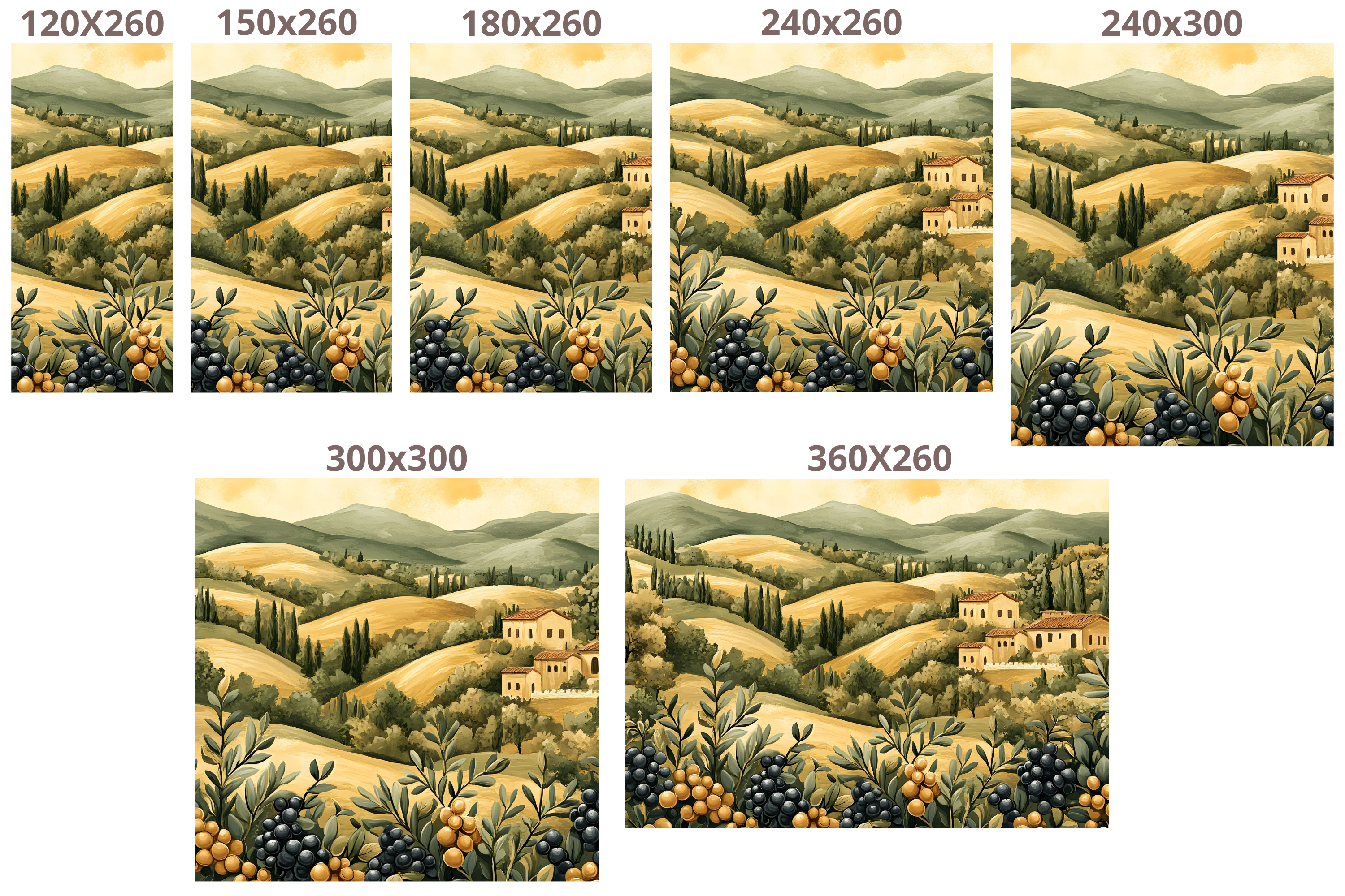 Tuscan Landscape Wall Mural | Italian Countryside Olive Grove Scenic Design