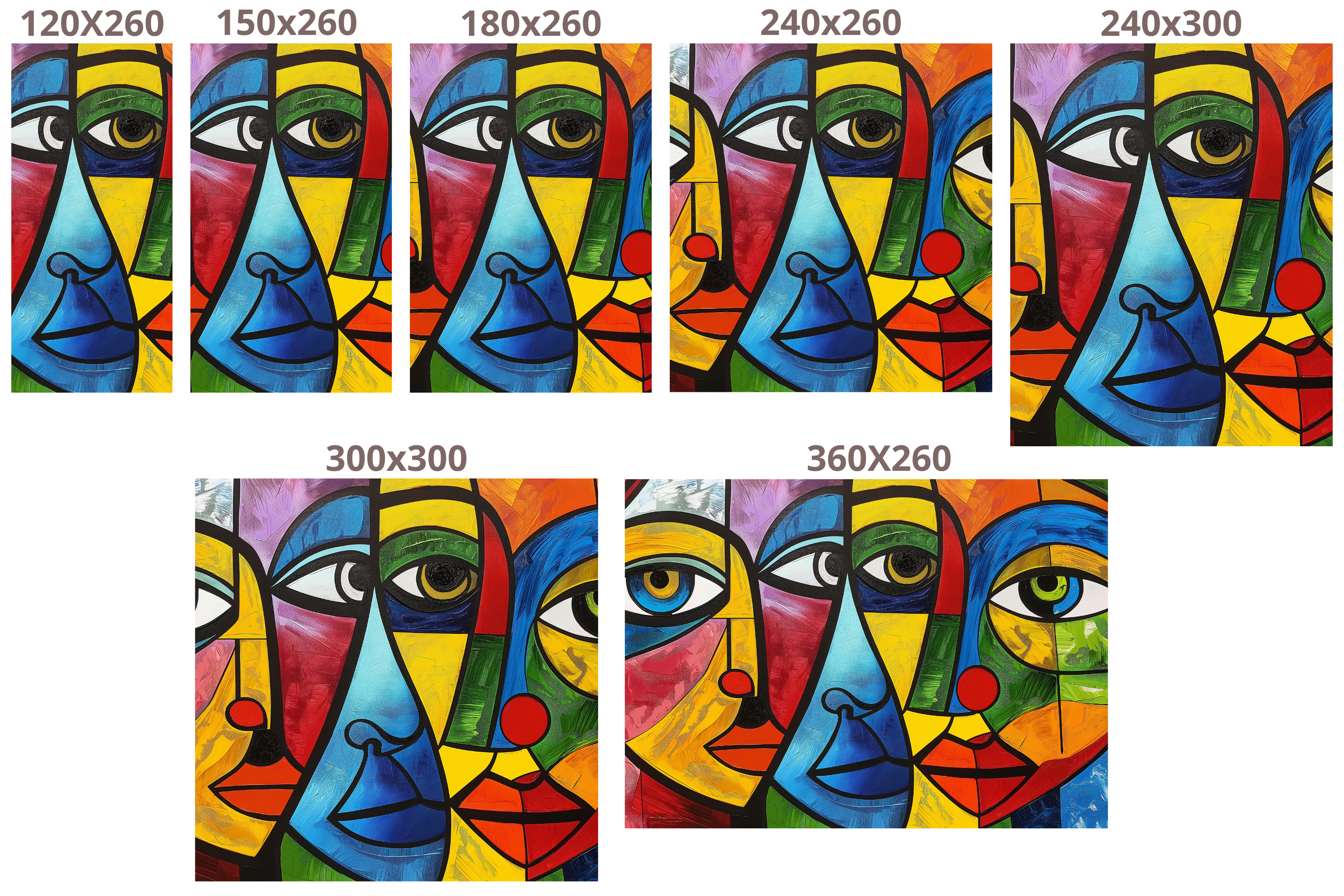 Abstract Face Wallpaper Mural | Colorful Cubist Portrait Wall Art