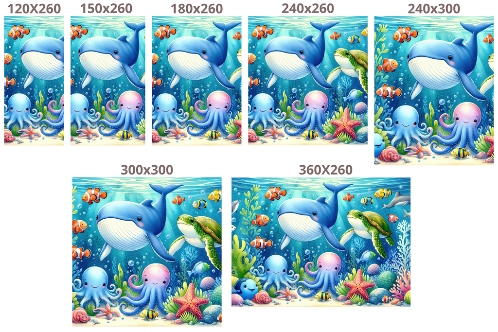 Ocean Animals Wall Mural Under Sea Kids Peel and Stick Wallpaper