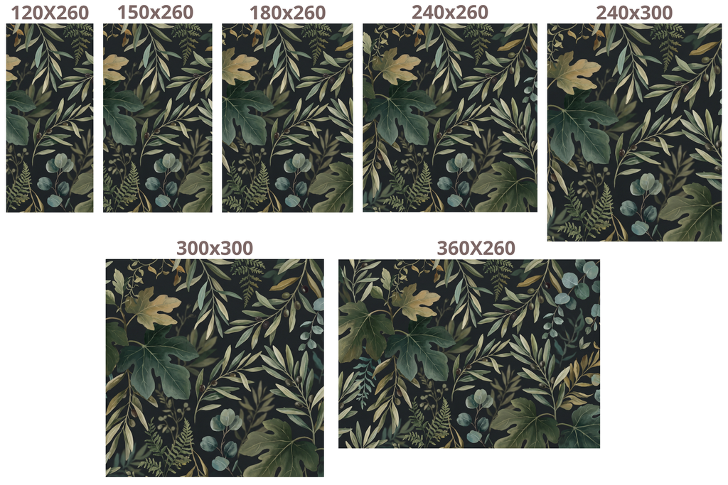 Dark Botanical Wallpaper | Moody Olive Eucalyptus Fig Leaf Watercolour Design
