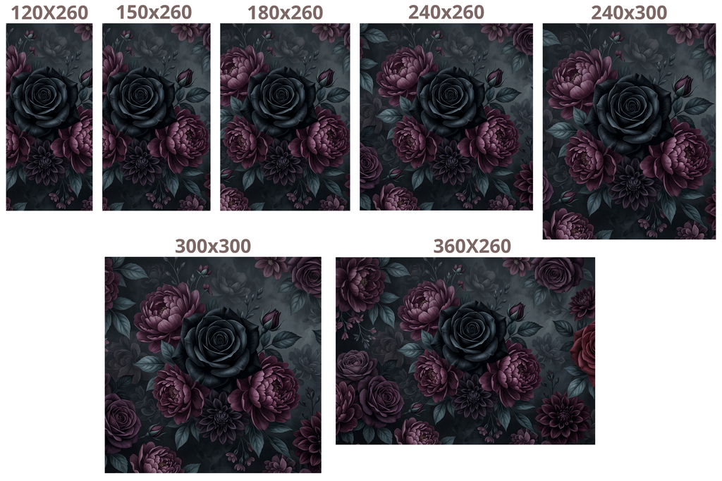 Dark Moody Floral Wall Mural | Gothic Black Rose Burgundy Botanical Design