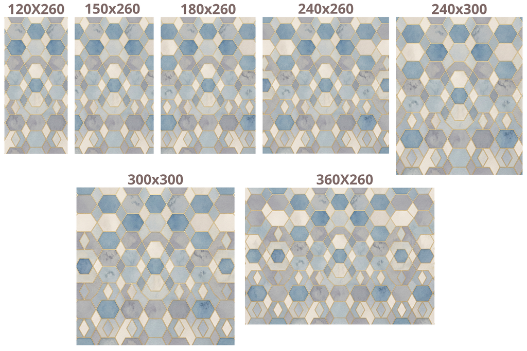 Art Deco Geometric Wallpaper | Blue Gold Hexagon Marble Pattern Design