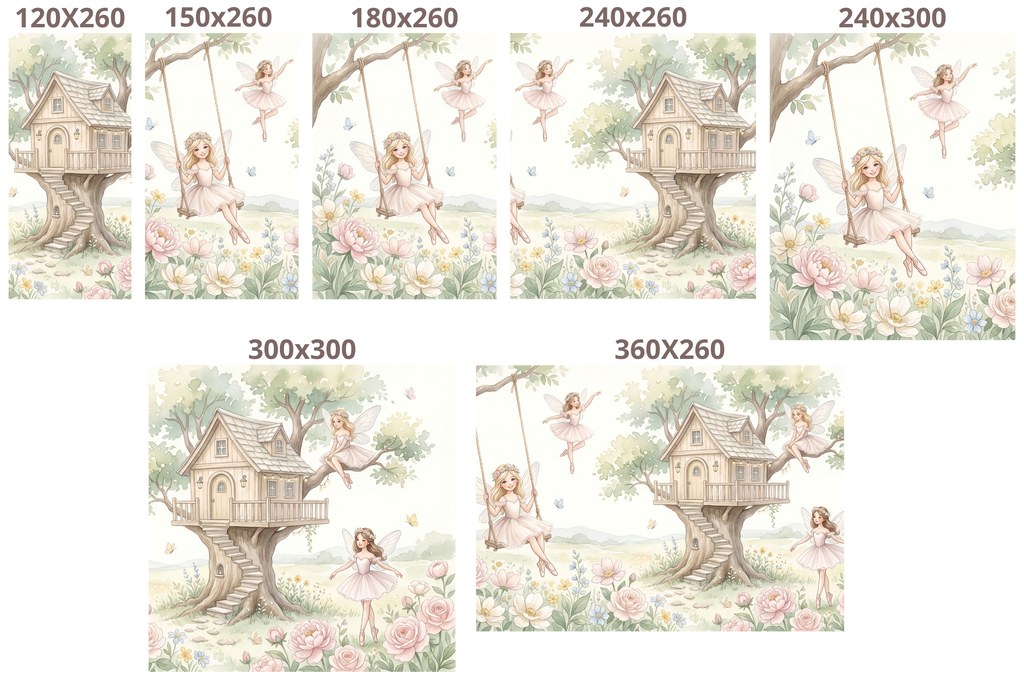 Fairy Ballerina Treehouse Nursery Wall Mural Blush Floral