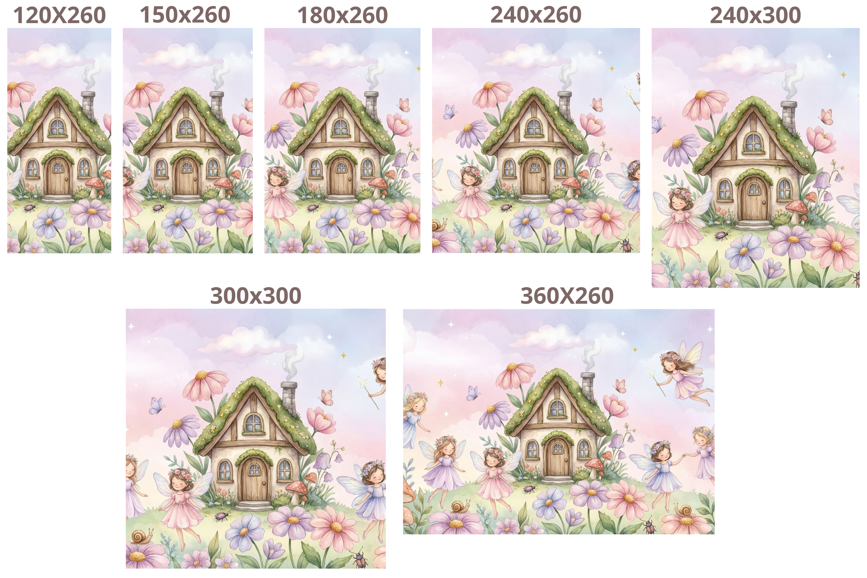 Fairy Garden Wall Mural Watercolour Nursery Peel and Stick Wallpaper
