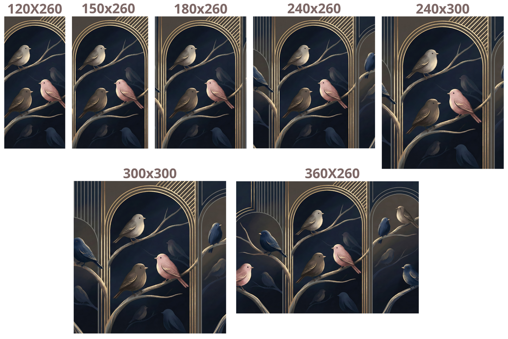 Art Deco Bird Wall Mural Midnight Blue Gold Luxury Peel and Stick Wallpaper for Bedroom Living Room