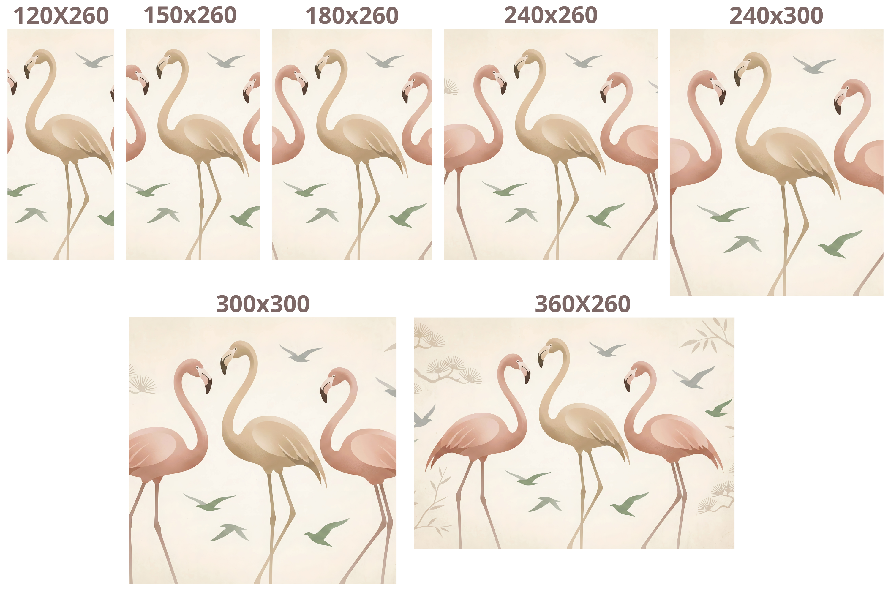 Zen Flamingo Peel and Stick Wall Mural Neutral Japandi Decor