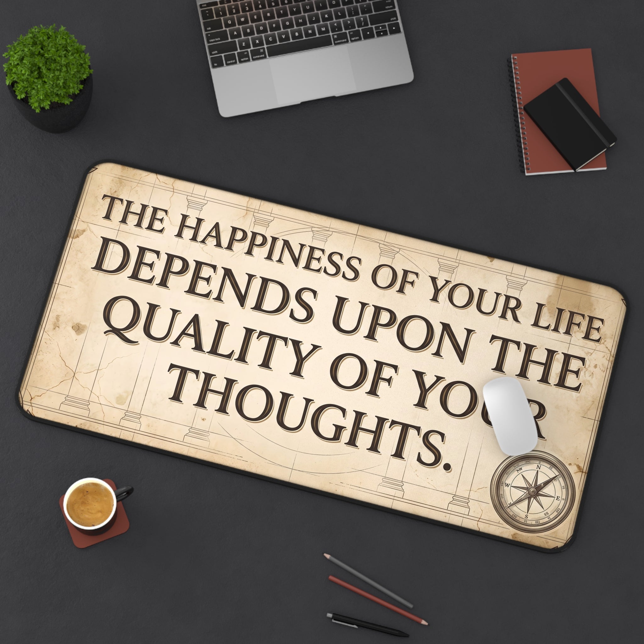 Vintage Stoic Quote Desk Mat Marcus Aurelius Dark Academia Art Office Pad