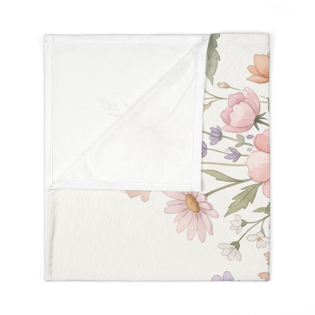 Watercolor Sleeping Bear Jersey Baby Swaddle Blanket Woodland Floral Nursery Throw