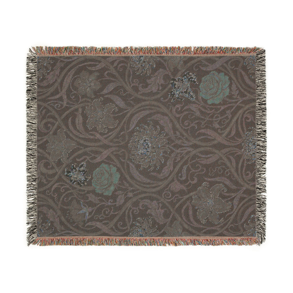 Art Nouveau Floral Woven Throw Blanket William Morris Style Tapestry