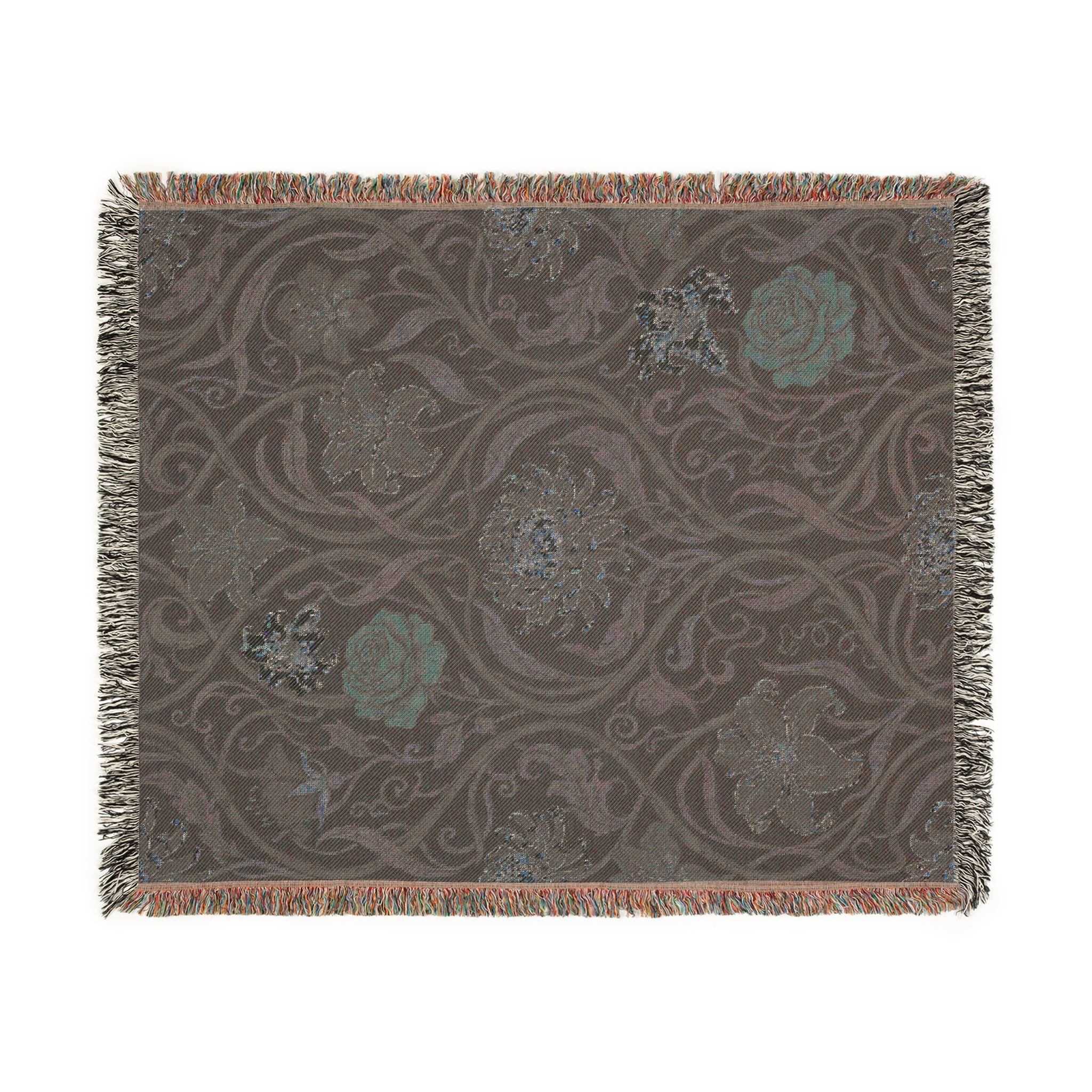 Art Nouveau Floral Woven Throw Blanket William Morris Style Tapestry