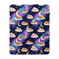 Celestial Sleeping Animals & Galaxy Sherpa Fleece Blanket Starry Night Nursery Throw