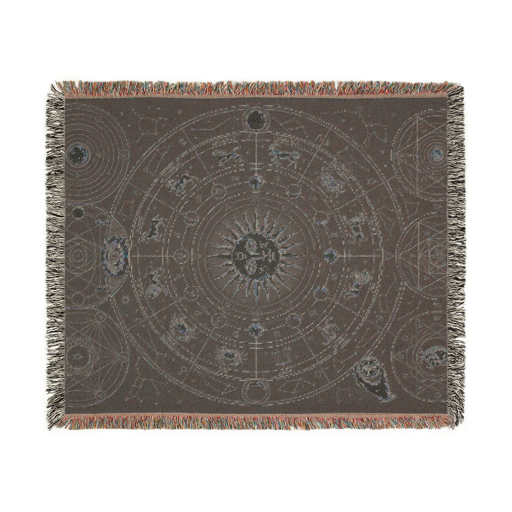Vintage Esoteric Zodiac Woven Throw Blanket Sacred Geometry Tapestry