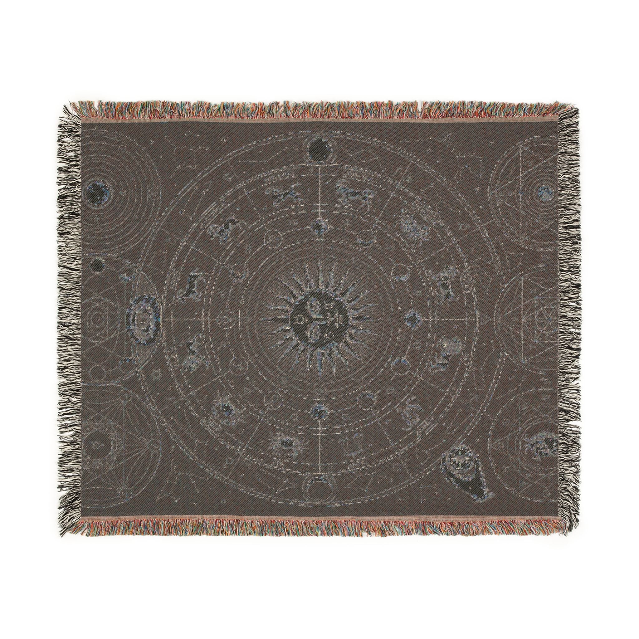 Vintage Esoteric Zodiac Woven Throw Blanket Sacred Geometry Tapestry